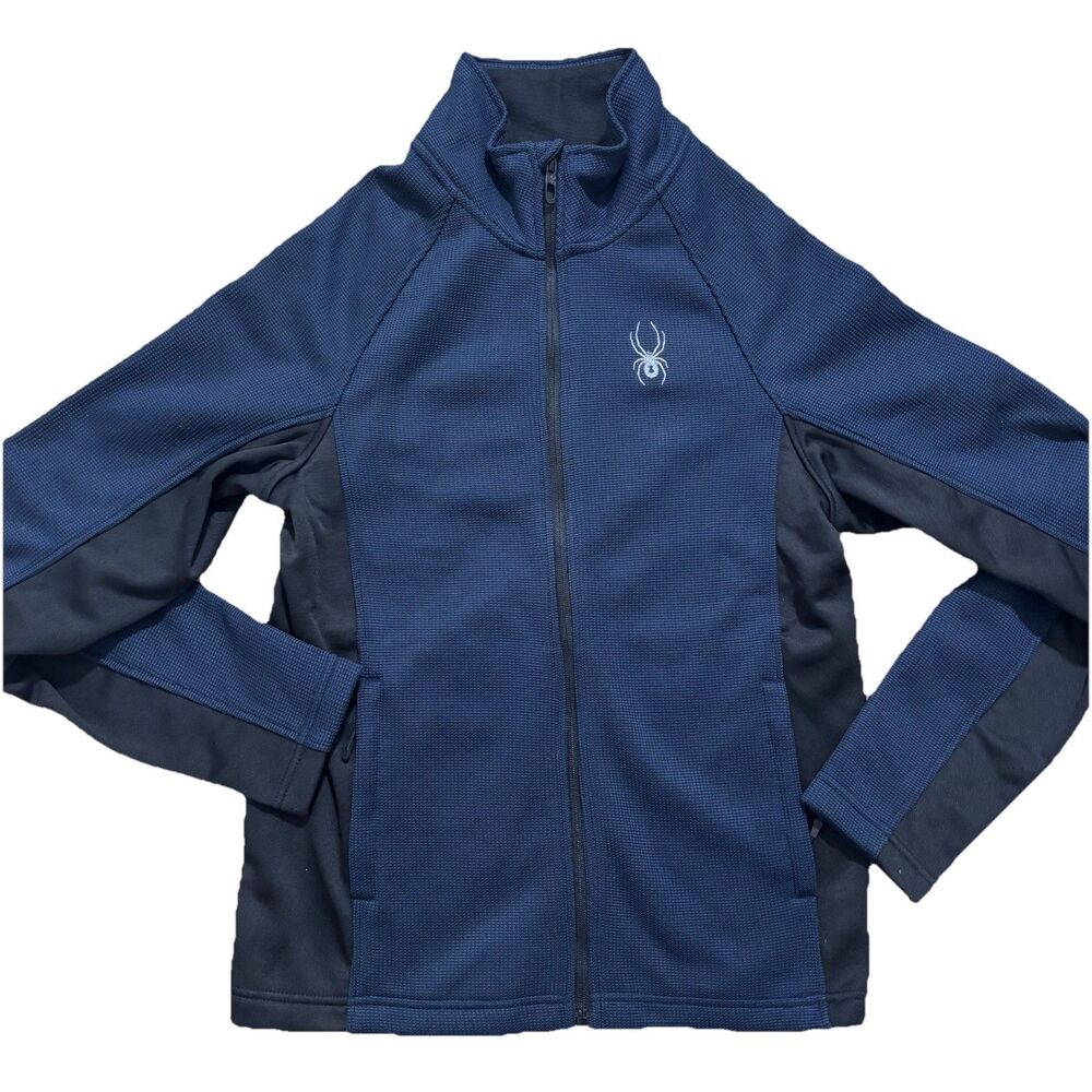 Spyder Constant Sweater Jacket Mens Small Blur Full Zip Waffle Knit Fleece NWT